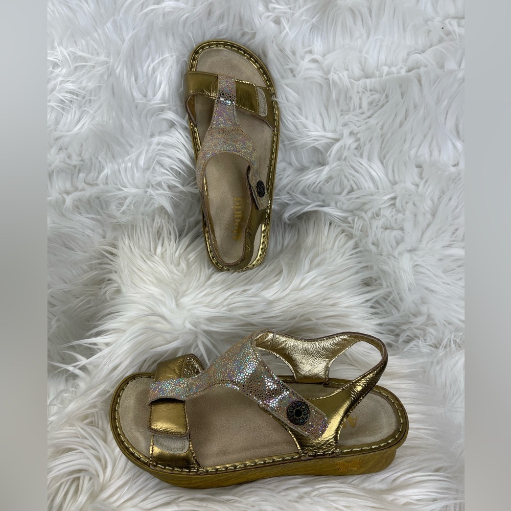 Alegria size 38 US 8 Ken Gold Leather Platform Sandals